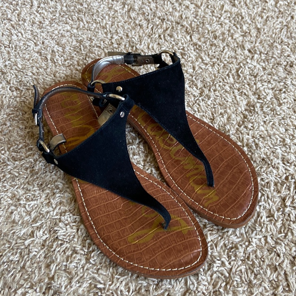 Sam Edelman thong sandal with low heel, suede